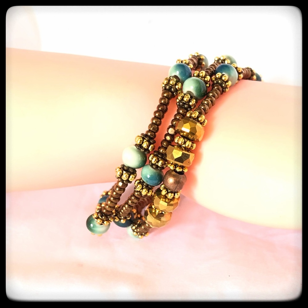 🆕 ✅ GORGEOUS BEAD DESIGN. WRAP ELASTIC BRACELET.